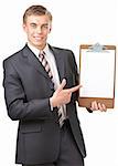 man in office clothes on a white background