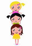 Happy childrens group. Vector cartoon