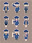 Cartoon Graduate students stickers