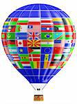 Balloon a symbol of globalization with flags of the countries of the states of the world isolated on a white background in 3d