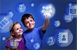 Kids accessing cloud computing applications on virtual three dimensional display