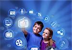 Kids accessing futuristic entertainment applications from the cloud computing interface