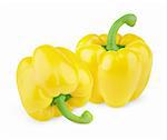 Two sweet yellow peppers isolated on white