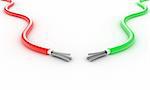 Illustration of two electric wires against a white background