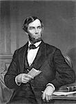 1800s 1860s PORTRAIT ABRAHAM LINCOLN PRESIDENT HOLDING THE EMANCIPATION PROCLAMATION