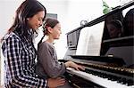 Mother and daughter sitting at piano