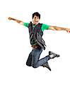 Young man jumping with joy