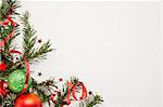 Christmas decorations on white background