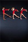 Young girl gymnasts practicing