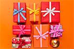 Festively wrapped Christmas gifts