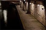 Bank of Seine river by night, Paris, France