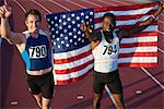 Running teammates embracing after race