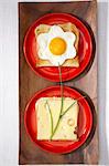 Toasts with cheese and fried egg