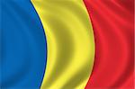 Flag of Romania waving in the wind