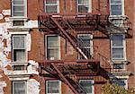 Metal fire escape, Manhattan, New York, America, USA