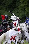 Knights jousting warwick castle England uk