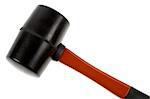 Red and black handled rubber mallet