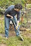 Man in vegetable patch