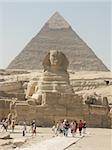 Cheops and the Sphinx at Giza in Cair Egypt