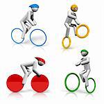sports symbols icons series 5 on 9, cycling, BMX, mountain bike, road, track