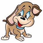 Puppy Dog - Colored Cartoon Illustration, Vector