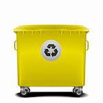 illustration of a yellow recycling bin