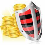 Business concept - Shield protects Money, vector illustration