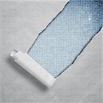 riped gray paper texture on blue polka background