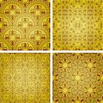 vector seamless golden patterns, oriental style can be used as background, wrapping paper or wallpaper