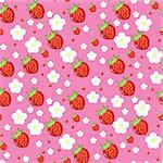 Seamless texture of red strawberries. Illustration on pink background