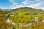 Bend of the River at the Foothills of Italian Alps, Piedmont