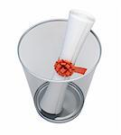 garbage basket diplom on a white background