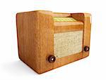 old wood radio isolated on a white background