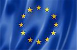 European union flag, three dimensional render, satin texture