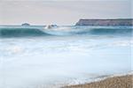 Cornish seascape shot in twilight. Taken from Greenaways beach.