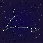 Constellation of pisces on night starry sky