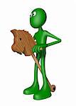 green guy rides on horse toy - 3d illustration