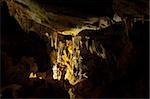 Stalactite and Stalagmite in the Deep Dark Cave