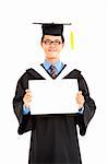 graduating student showing blank diploma certificate