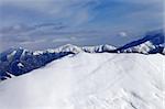 Ski slope for freeride. Caucasus Mountains, Georgia, ski resort Gudauri