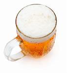 Glass of Draught Beer on White Background