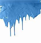 Blue dripping paint splash isolated on white background