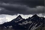 Storm clouds in mountains. Caucasus Mountains. Georgia, Svaneti.