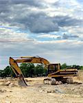 excavator on place of building