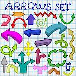 Illustration of a set of arrows in different colors.