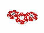 casino chips with win symbol isolated on white background