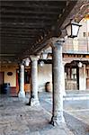 The Plaza Mayor of Tordesillas (Spain) is the historic and attractive central community space framed by the 17th century colonnade and porticos creating the arcade that encircles it.
