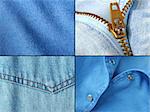 blue denim clothes fragments set