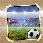 snapshot Soccer ball on penalty disk in the stadium