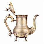 Antique teapot on white background